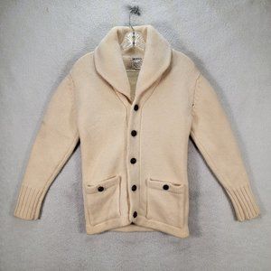 Vintage Blades Ivory Pure Wool Knit Collared Classic Preppy Sweater Cardigan